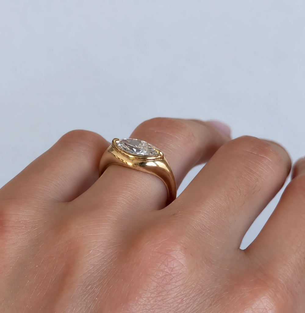 Amélie Bezel 1ct Marquise Solitaire Ring