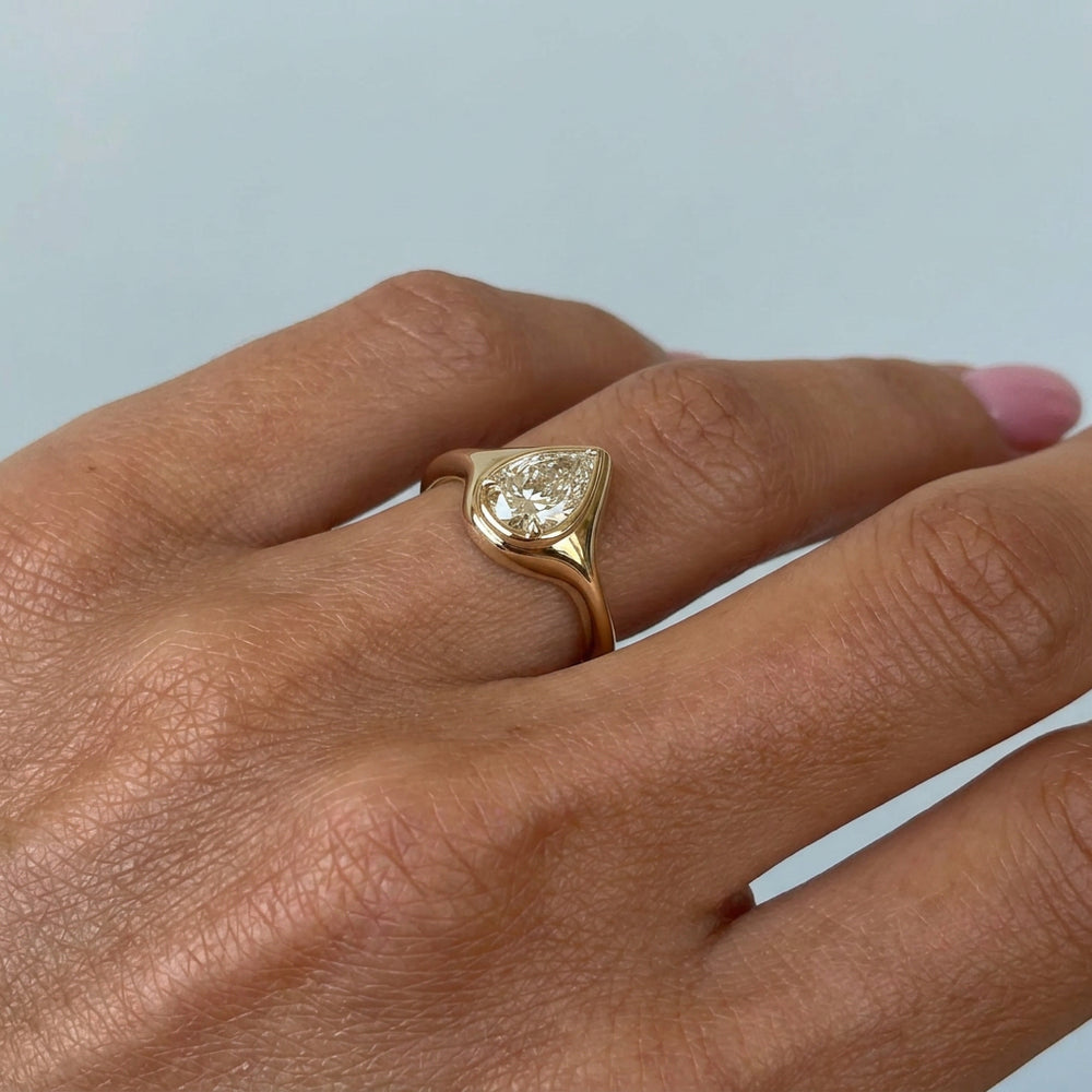 Amélie Bezel 2ct Pear Solitaire Ring