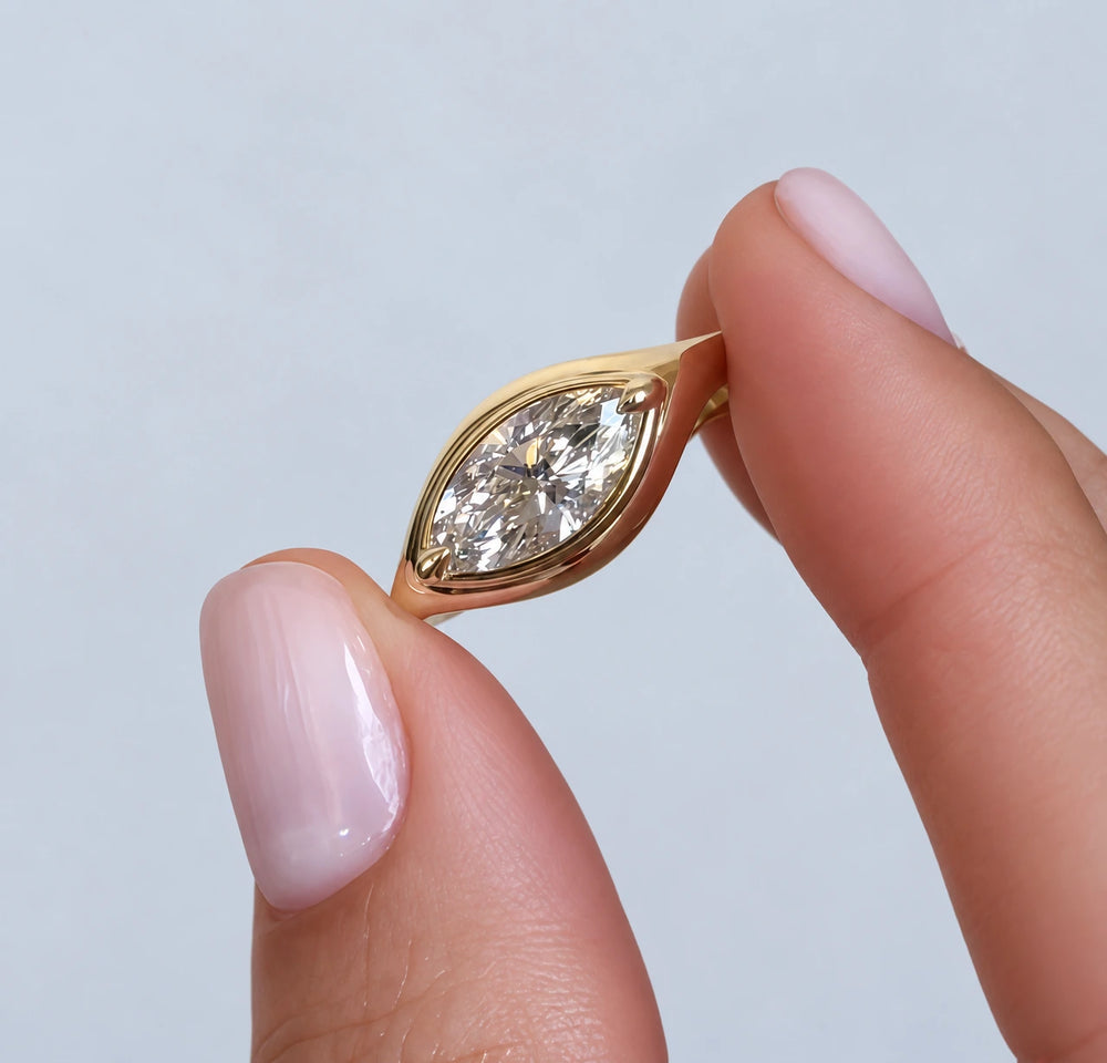 Amélie Bezel 1ct Marquise Solitaire Ring