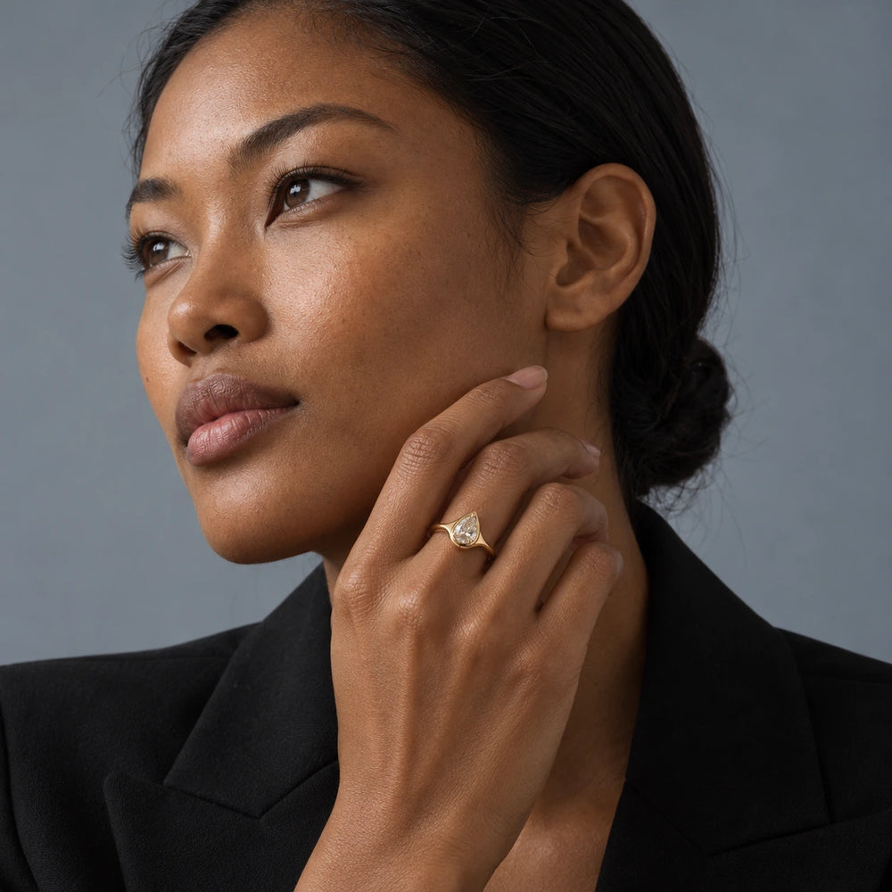 Amélie Bezel 2ct Pear Solitaire Ring