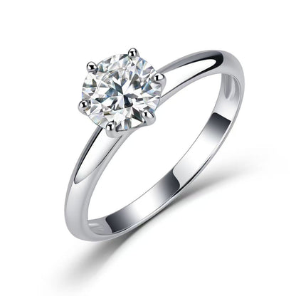 Valentina Classic Six-Claw Moissanite Ring in S925 sterling silver