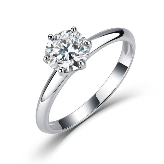 Valentina Classic Six-Claw Moissanite Ring in S925 sterling silver