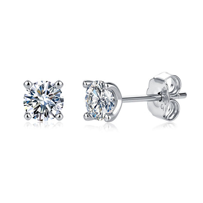 Solène Four-Claw Moissanite Stud Earrings in S925 sterling silver