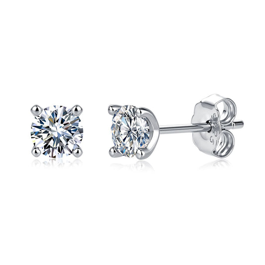 Solène Four-Claw Moissanite Stud Earrings in S925 sterling silver