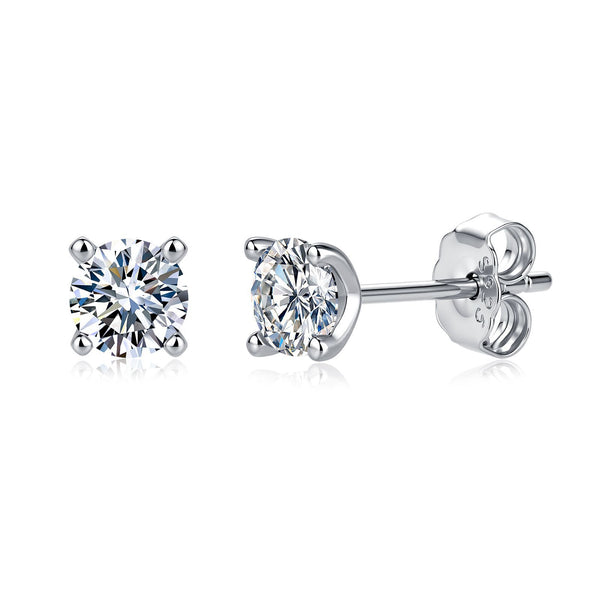 Solène Four-Claw Moissanite Stud Earrings in S925 sterling silver