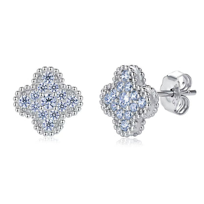Clover Moissanite Stud Earrings in S925 sterling silver