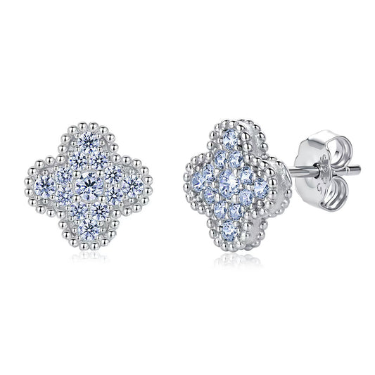 Clover Moissanite Stud Earrings in S925 sterling silver