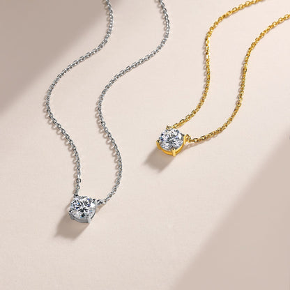 Solène Solitaire Necklace in 14K gold plated finish
