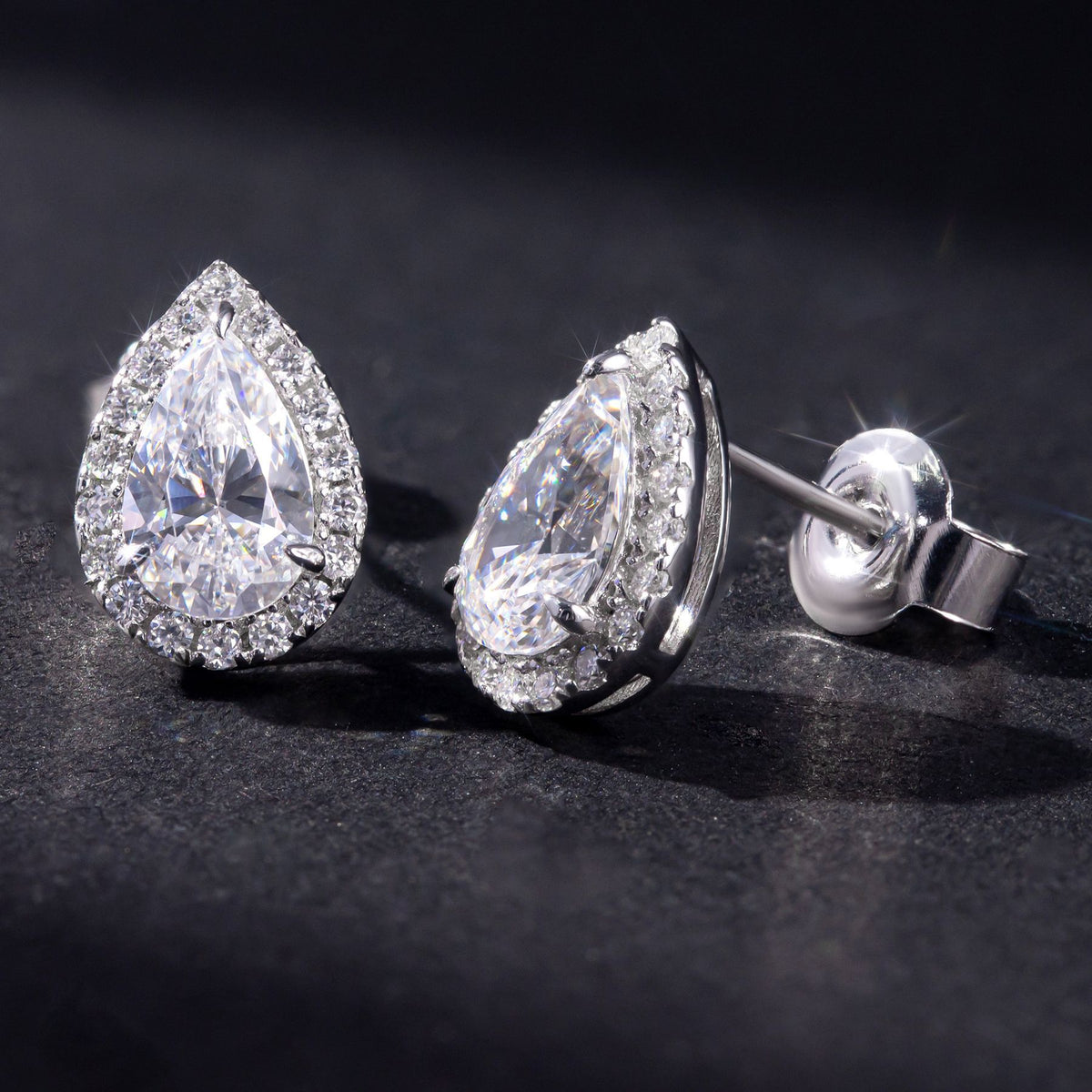 Céline Moissanite Teardrop Stud Earrings