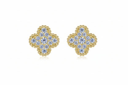 Clover Moissanite Stud Earrings with GRA certificate