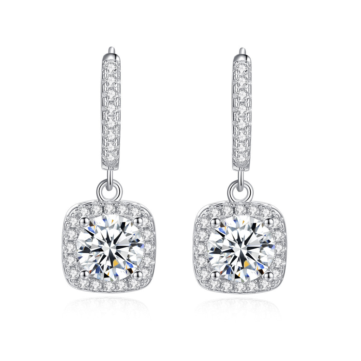 Lucía Square Moissanite Stud Earrings