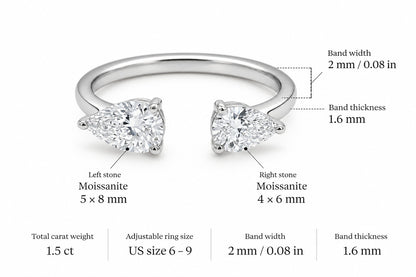 Rocío Pear Cut Moissanite Ring