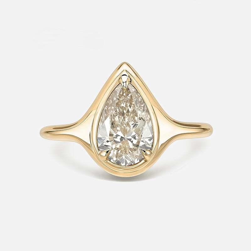 Amélie Bezel 2ct Pear Solitaire Ring